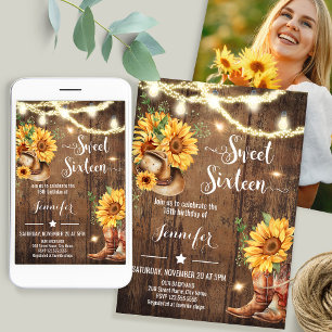 Süße Sechzehn Sonnenblumen Sonnenblumen Geburtstag Einladung