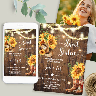 Süße Sechzehn Sonnenblumen Sonnenblumen Geburtstag Einladung