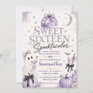 Süße Sechzehn Spooktacular Pastell Glam Party Einladung