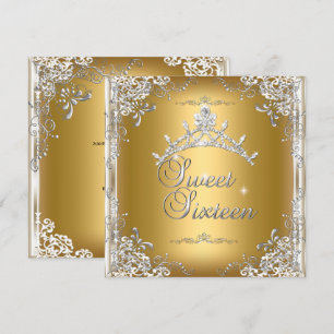 Süße Sechzehn Süße 16 Gold Weiß Silber Tiara Einladung
