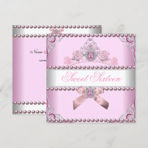 Süße Sechzehn Süße 16 Silber Rosa Weiß Juwel Einladung