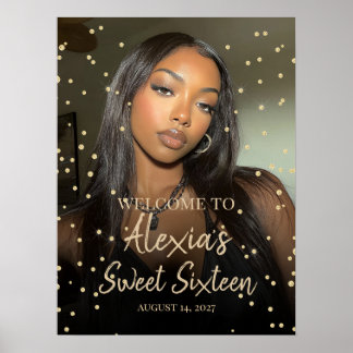 Süße sechzehnte Geburtstags-Gold-Diamanten-Willkom Poster