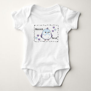 Süße Seele - Süßer Kawaii Blauer Vogel Baby Strampler