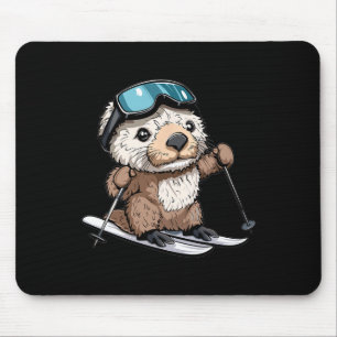 Süße Seeotter beim Skifahren Mousepad