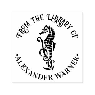 Süße-Seepferdchen-Ozean-Strand-Themenbibliotheksbu Permastempel