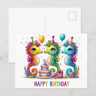 Süße Seepferdchen zum Geburtstag Grußkarten Postkarte