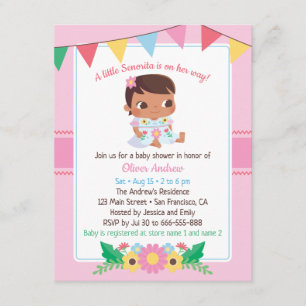 Süße Senorita Mädchen Florale Fiesta Baby Shower Einladung