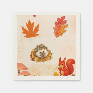 Süße Servietten für Ihr Zuhause. Herbsttiere, Blät