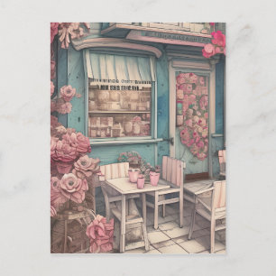 Süße Shabby Chic Kaffeehaus-Dekoration Postkarte