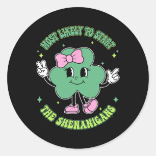 Süße Shamrock-Mädchen, die wahrscheinlich die Shen Runder Aufkleber