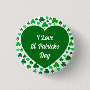Süße Shamrocks und Herzen Grüner St. Patrick's Day Button