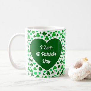 Süße Shamrocks und Herzen Grüner St. Patrick's Day Kaffeetasse