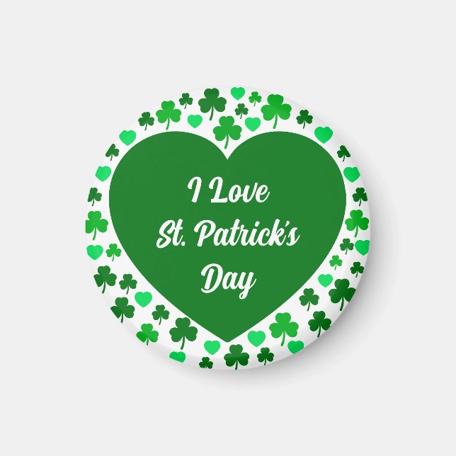 Süße Shamrocks und Herzen Grüner St. Patrick's Day Magnet (Vorne)