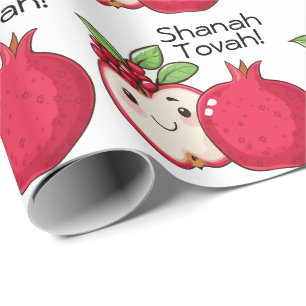 Süße Shana Tova mit Apfel und Granatapfel Geschenkpapier