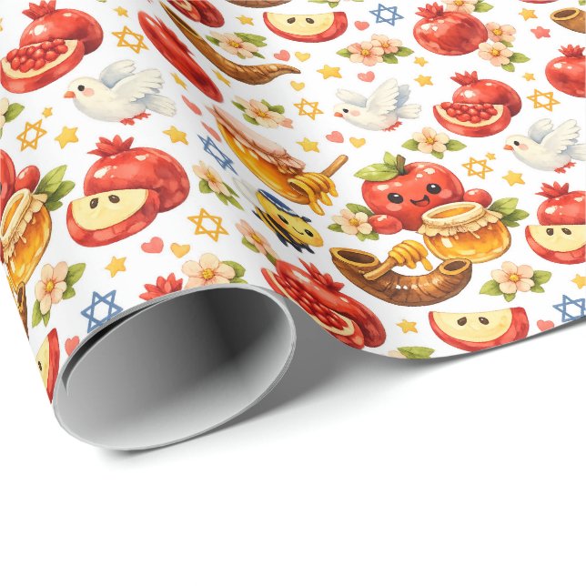 Süße Shana Tova-Verpackung Geschenkpapier (Rolleneckpunkt)