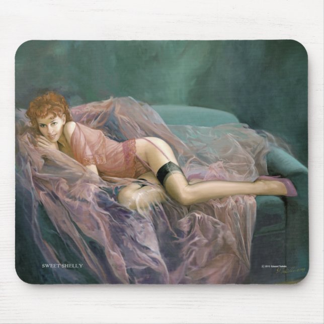 "SÜSSE SHELLY" Pinupmädchen-Mausunterlage Mousepad (Vorne)