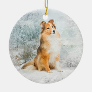 Süße Sheltie Weihnachtsverzierung Keramik Ornament