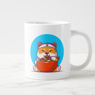 Süße Shiba Inu essen Ramen-Nudel-Cartoon Jumbo-Tasse