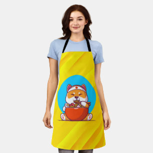 Süße Shiba Inu essen Ramen-Nudel-Cartoon Schürze