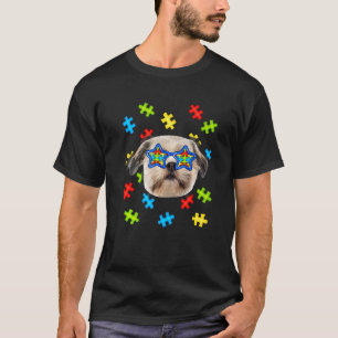 Süße Shih Tzu Autismus Puzzle Sonnenbrille Welpen  T-Shirt