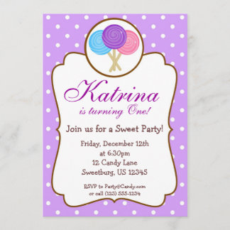 Süße Shoppe-Lutscher-Geburtstags-Party Einladung