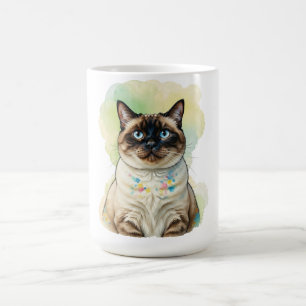 Süße Siamesische Katze Blaue Augen Aquarell Hausti Kaffeetasse