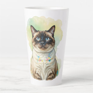 Süße Siamesische Katze Blaue Augen Aquarell Hausti Milchtasse