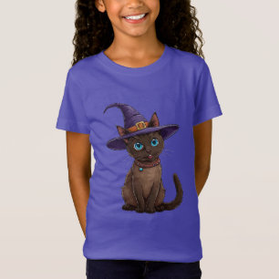 Süße siamesische Katze in einem Hexenhut T-Shirt