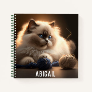 Süße siamesische Katze mit Wollknäueln Notizbuch