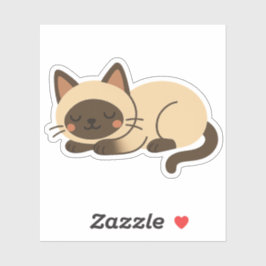 Süße siamesische Katze schlafend – Kawaii-Stil Aufkleber