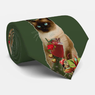 Süße siamesische Katze Weihnachtskrawatte Krawatte