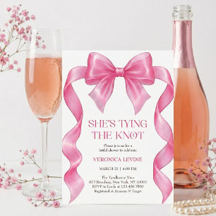 Süße Sie bindet den Knoten Rosa Bogen Brautparty Einladung