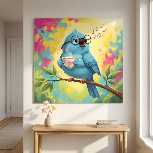 Süße singende blaue Vogel-Fotovergrößerung Fotodruck