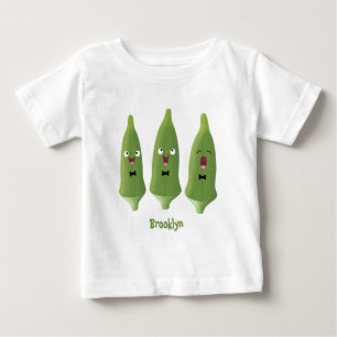 Süße singende Okraschengemüse-Cartoon Baby T-shirt