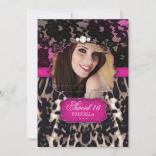 Süße Sixteen Leopard Lace Einladung Pink Braun