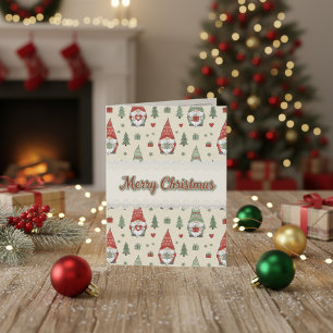 Süße skandinavische Weihnachts-Gnom-Weihnachtskart Feiertagskarte