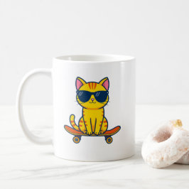 Süße Skateboard-Katzen-Tasse – Lustige coole Kitty Kaffeetasse