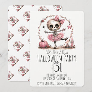 Süße Skelett-Halloween-Party-Einladungskarte Einladung