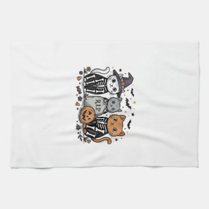 Süße Skelett Katzen Halloween Vintage Gravur Shi Geschirrtuch