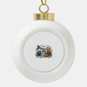 Süße Skelett Katzen Halloween Vintage Gravur Shi Keramik Kugel-Ornament