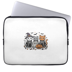 Süße Skelett Katzen Halloween Vintage Gravur Shi Laptopschutzhülle