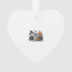 Süße Skelett Katzen Halloween Vintage Gravur Shi Ornament