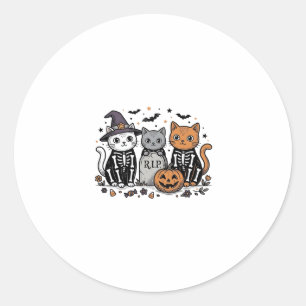 Süße Skelett Katzen Halloween Vintage Gravur Shi Runder Aufkleber