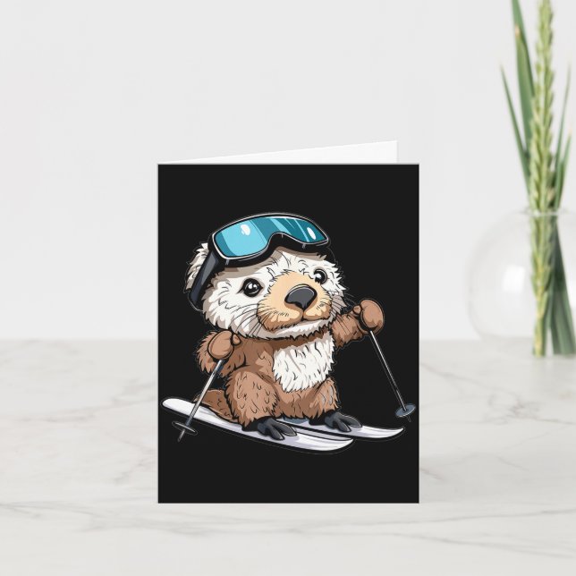 Süße Skifahrende Seeotter  Karte (Vorderseite)