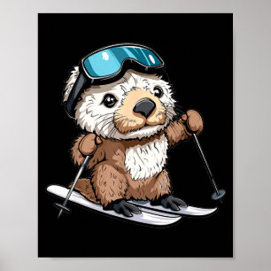Süße Skifahrende Seeotter Poster