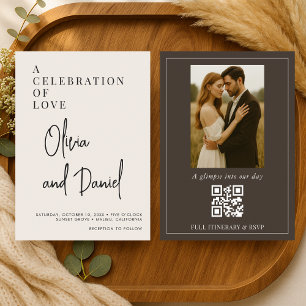 Süße Skript-Foto-QR-Code-Hochzeit Einladung