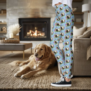 Süße skurrile blaue niedliche florale Frettchen-Pa Leggings