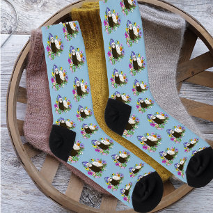 Süße skurrile blaue niedliche florale Frettchen-Pa Socken