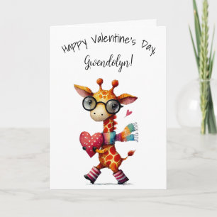 Süße skurrile Giraffe Frohes Valentinstag Karte