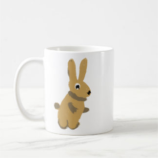 Süße, skurrile Handzeichnung eines Hasen auf einer Kaffeetasse